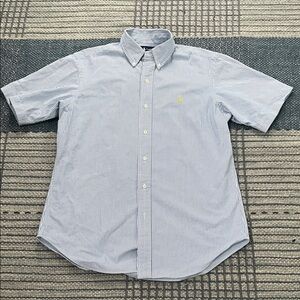 Ralph Lauren Classic Fit Seersucker Light Blue Striped Button Down Shirt